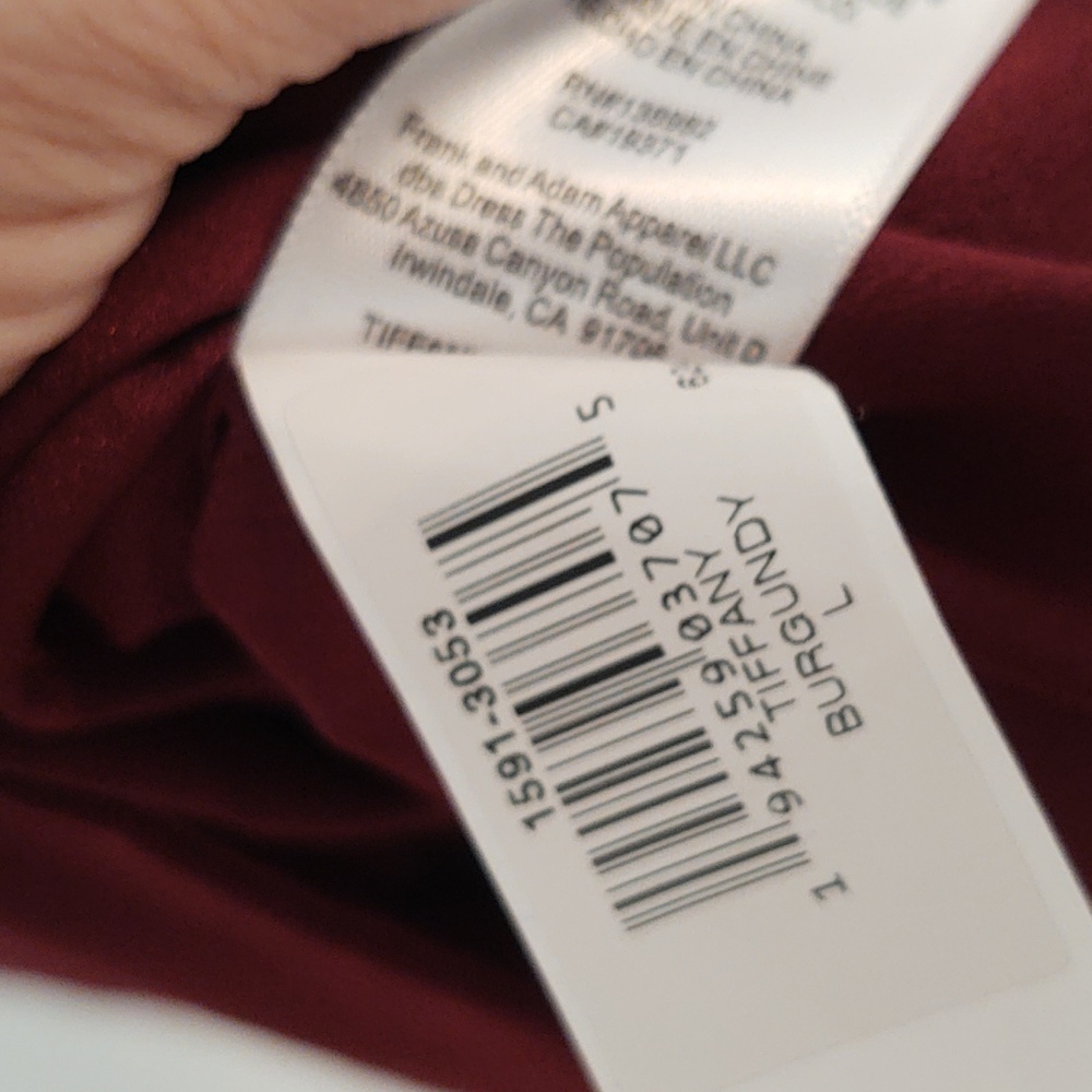 *SALE* NWT Dress The Population Burgundy Tiffany Dress Size L - Picture 7 of 11